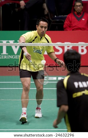 ALMERE, NETHERLANDS - FEBRUARY 1: Top badminton player Dicky Palyama in his match against Eric Pang at the Dutch Badminton Championships February 1, 2009 in Almere, Netherlands.