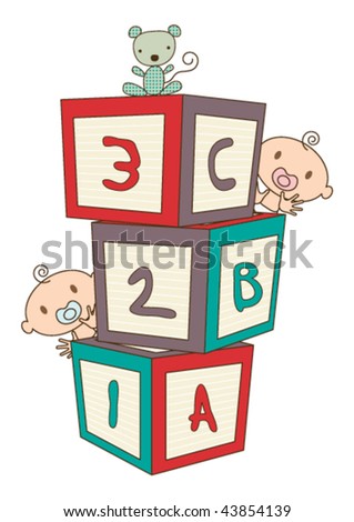 building blocks cartoon. a baby#39;s uilding blocks,
