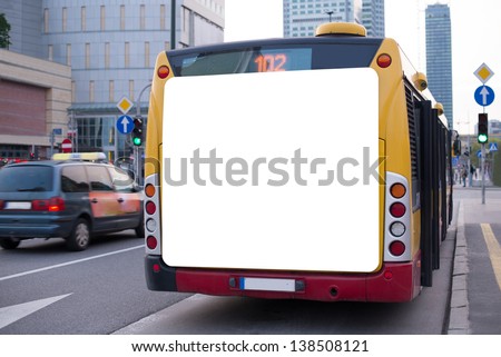 Blank billboard on back of a bus