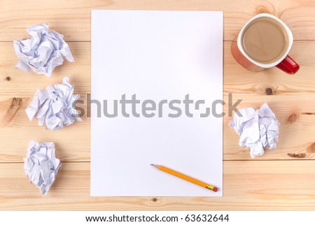 Sheet of paper on a desk