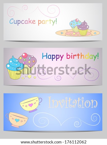 Set of holiday banners for the Cupcake party and birthday.