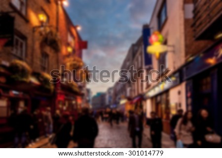 blur background of temple street, dublin, ireland