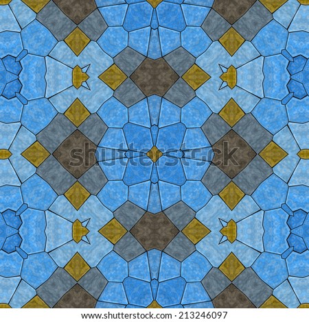 Glass mosaic kaleidoscopic seamless generated hires texture or background