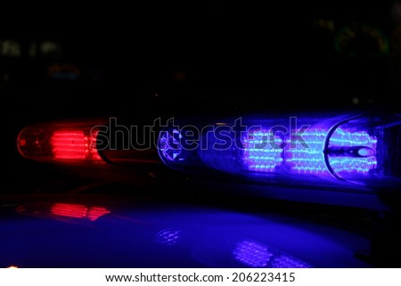 Police lights at night