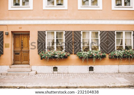 beautiful scandinavian house wall with windows
