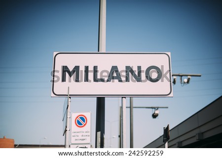 Milan city sign