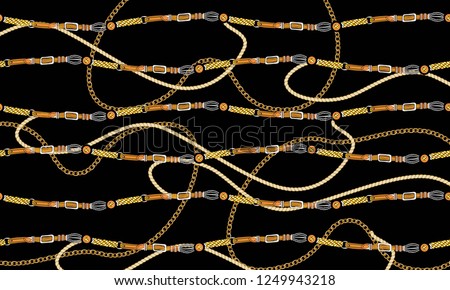 Belts and chain pattern, gold chains