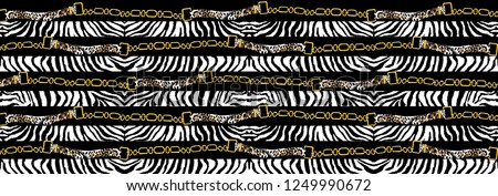 Belts, gold chains, leopard skin and zebra pattern