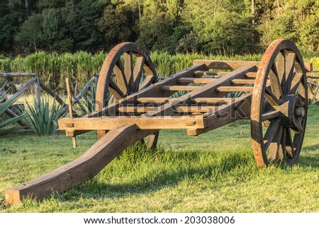 Ancient wooden cart in a park