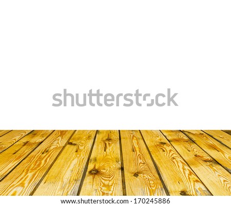 Wooden floor and white space for text background