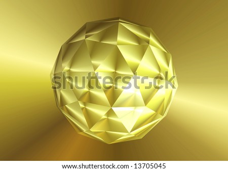 Gold round figure from triangles on a gold background