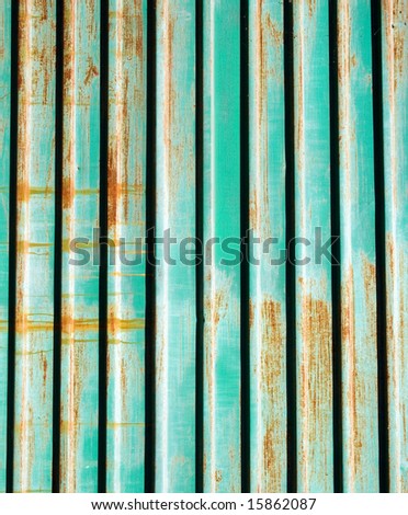 The Background of the fence of the rusty green image fluted ferric.