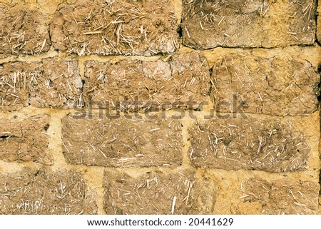 The brick from clay and straw, is laid out on all background