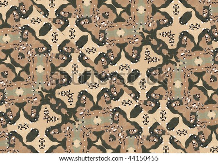 Swatch of military colorful military camouflage fabric