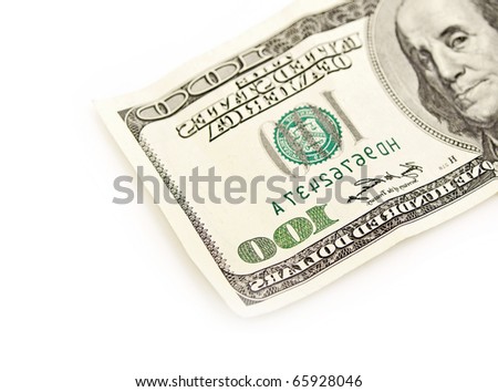 hundred dollar banknote,isolated on white with clipping path.