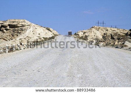 road, chalkstone mountain, Mangystau in Kazakhstan