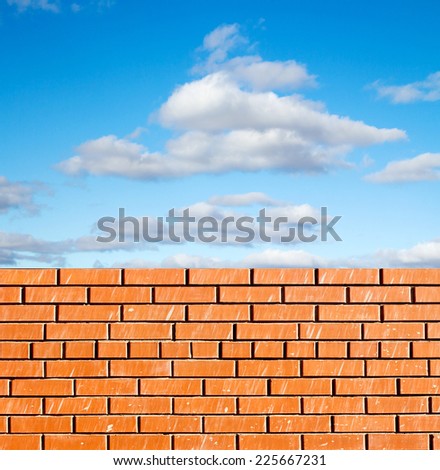 red brick wall against blue sky