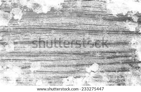Old wooden background with snow for design. Christmas background
