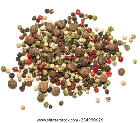 Round pepper on a white background, spices