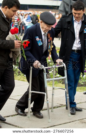 Petropavlovsk, Kazakhstan - MAY 9:Victory Day celebration,  the memory of soldiers in Great Patriotic War. May 9, 2015 in Petropavlovsk, Kazakhstan