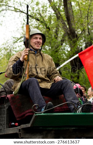 Petropavlovsk, Kazakhstan - MAY 9:Victory Day celebration,  the memory of soldiers in Great Patriotic War. May 9, 2015 in Petropavlovsk, Kazakhstan