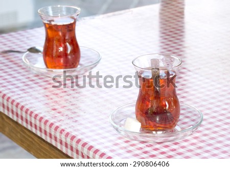 Turkish tea, two glasses on the table
