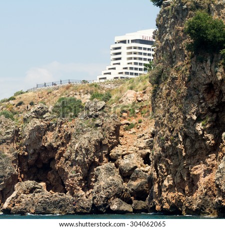 Antalya, Turkey - June 6, 2015: Sea holiday nature, Ozkaymak Falez. This 5-star hotel offers 342 rooms, a spa, swimming pools and other facilities