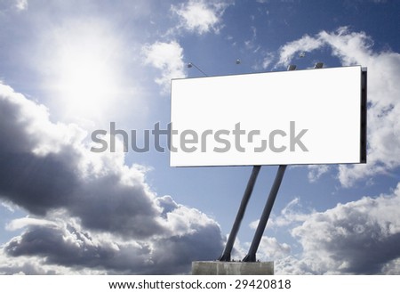 Billboard and blue sky, sun light, clouds