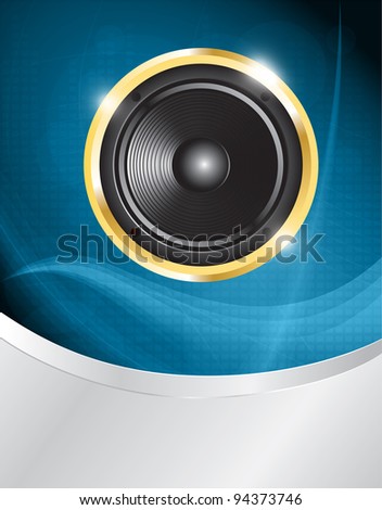 speaker on blue neon background with place for your text.  illustration