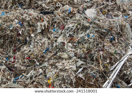 Close up of huge pile of shredded municipal waste