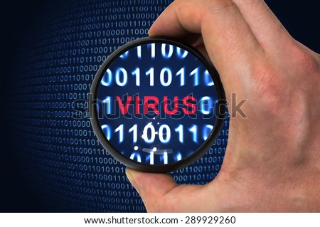 Security concept, antivirus found virus thread when scanning binary code.