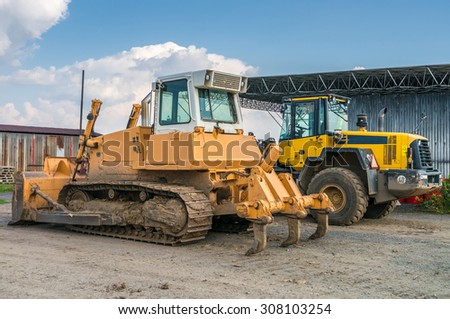 Bulldozer, excavating industrial machines