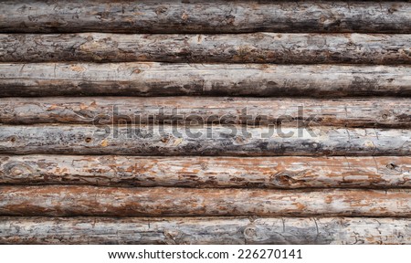 Old wooden log house wall background  texture