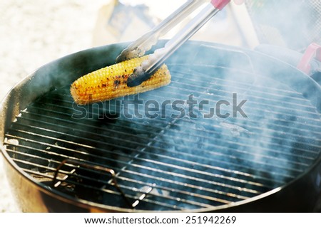 Grilled corn, vegetables grilled corn on the hot stove