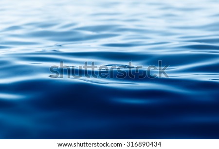 blue water background with ripples Sea low angle view, Ocean, Wave. Close up Nature background. Soft focus with selective focus