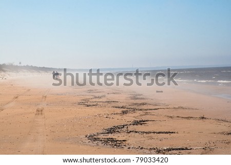 Sand storm on sea coast