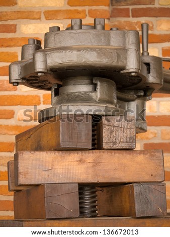 Detail of vintage oil press