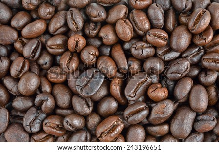 Roasted coffee seed for fresh coffee, background