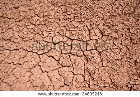 Wide angle view of cracked, dry mud in Utah desert.