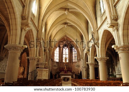 France, the interior of the church of Vigny in Val d Oise