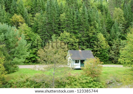 Canada, Quebec, old house in Matapedia forest in Gaspesie