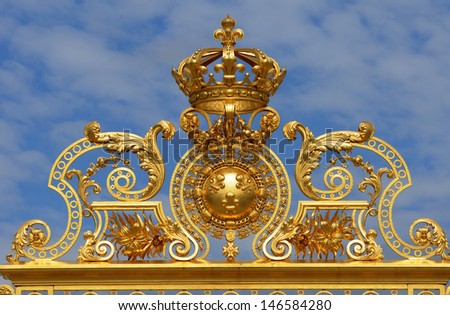 Ile de France, golden gate of Versailles palace in Les Yvelines