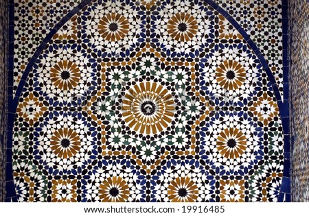 Morocco, Marrakesh, mosaic in a palace