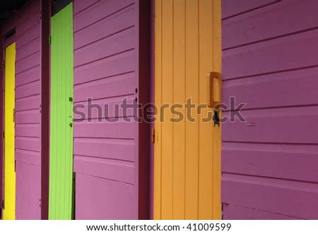 France, Martinique, horizontal picture of coloured doors
