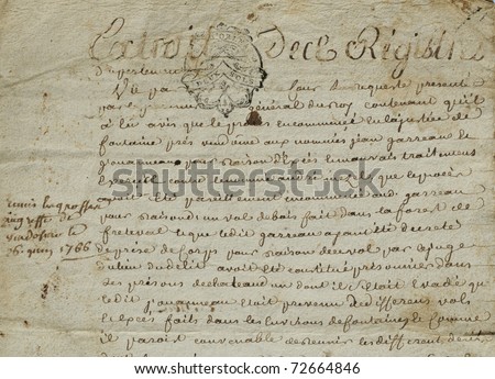 old paper of French civil law notary