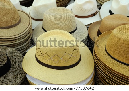 stall of hats at the market