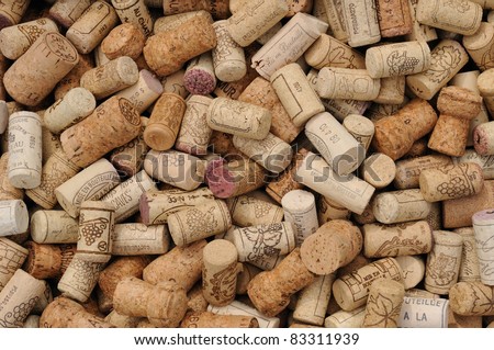 an assortment of French wine corks