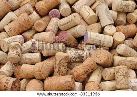 an assortment of French wine corks