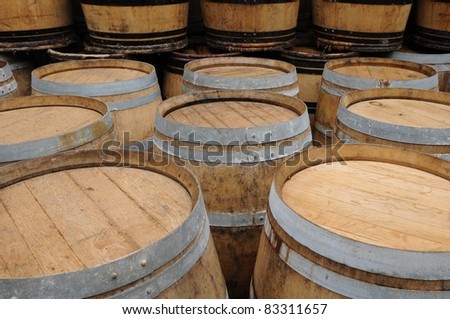 France, barrels of Bordeaux wine