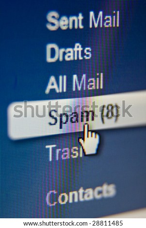 LCD macro photo, spam e-mail message concept shot